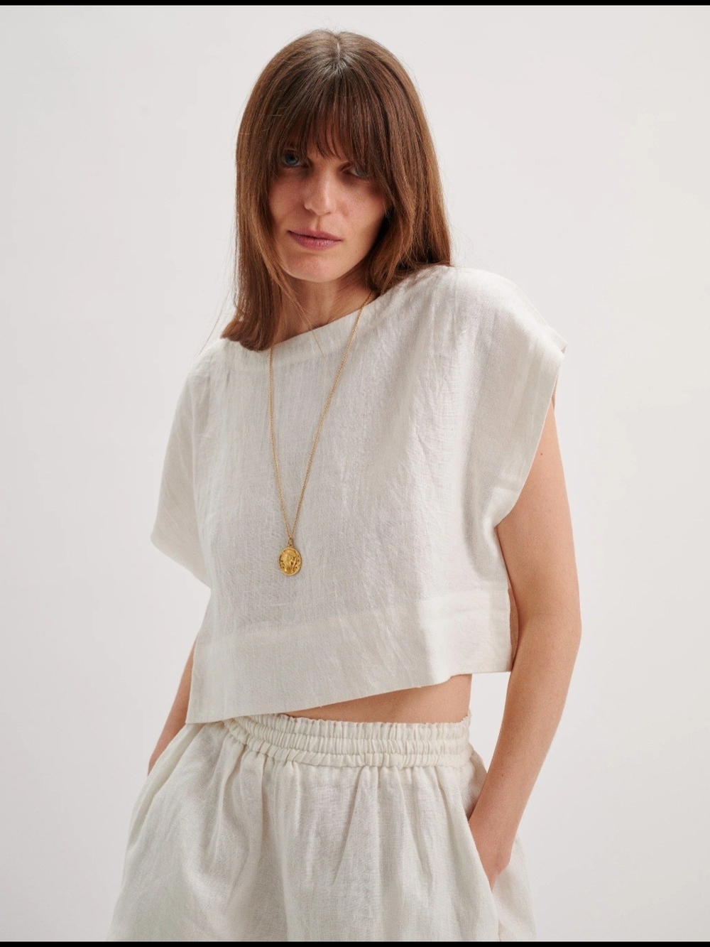 MABLE White Cropped Boxy Top Size ML